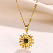 Load image into Gallery viewer, Natural Stone Round Necklace Stainless Steel Aesthetic Texture Pendant Necklaces For Women Gold Color Chain Trend Hippie Jewelry
