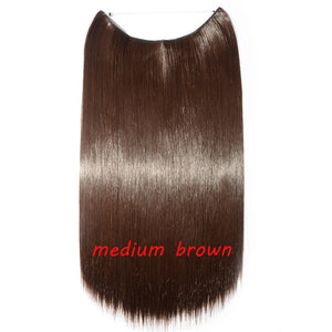 20inch Invisible Wire No Clip One Piece Halo Hair Extension flip in false hair Hairpieces Synthetic hair for women