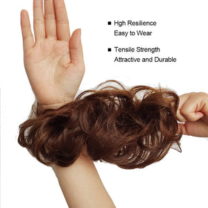 Synthetic Messy Chignon Donut Gary Brown Color 30g/1.05 OZ  Hair Bun Pad Elastic Hair Rope Rubber Band Hair Extensions