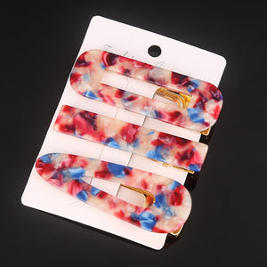 3 Pcs/set Alloy Acrylic Hair Clip  Geometric Barrette Pearl Hair Pin Leopard Hair Pins Women Hair Jewelry Accessories