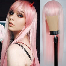 Load image into Gallery viewer, Long Straight Wine Red Wig With Bangs Synthetic Hair Wigs Bang With Wig For Women Wine Red Heat Resistant Wigs