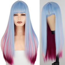 Load image into Gallery viewer, Long Straight Wine Red Wig With Bangs Synthetic Hair Wigs Bang With Wig For Women Wine Red Heat Resistant Wigs
