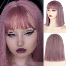 Load image into Gallery viewer, Long Straight Wine Red Wig With Bangs Synthetic Hair Wigs Bang With Wig For Women Wine Red Heat Resistant Wigs