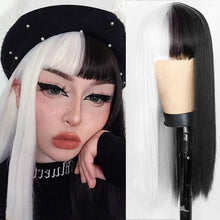Load image into Gallery viewer, Long Straight Wine Red Wig With Bangs Synthetic Hair Wigs Bang With Wig For Women Wine Red Heat Resistant Wigs