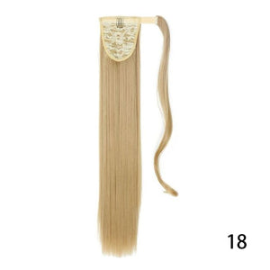 AZIR Long Straight Ponytail Hair Synthetic Extensions Heat Resistant Hair 22Inch Wrap Around Pony Hairpiece for Women