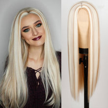 Load image into Gallery viewer, Long Straight Wine Red Wig With Bangs Synthetic Hair Wigs Bang With Wig For Women Wine Red Heat Resistant Wigs