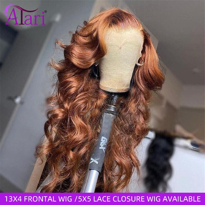 Atari Ginger Brown Body Wave Wig Brazilian Human Hair Wigs Pre Plucked Lace Frontal Wig Transparent Lace for Black Women