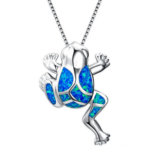 Fashion Silver Filled Blue Imitati Opal Sea Turtle Pendant Necklace for Women