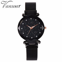 Load image into Gallery viewer, Women Mesh Magnet Buckle Starry Sky Geometric Surface Quartz Watch