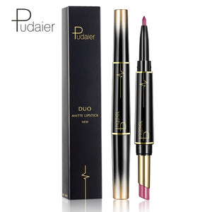 Double-end Matte Lip Lipstick Pencils Lip Liner Pen Waterproof Easy to Wear Nude Velvet Matte Lip Stick
