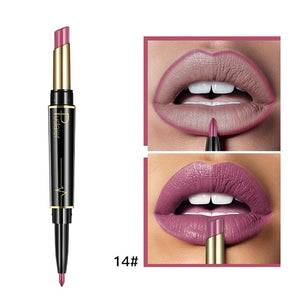 Double-end Matte Lip Lipstick Pencils Lip Liner Pen Waterproof Easy to Wear Nude Velvet Matte Lip Stick